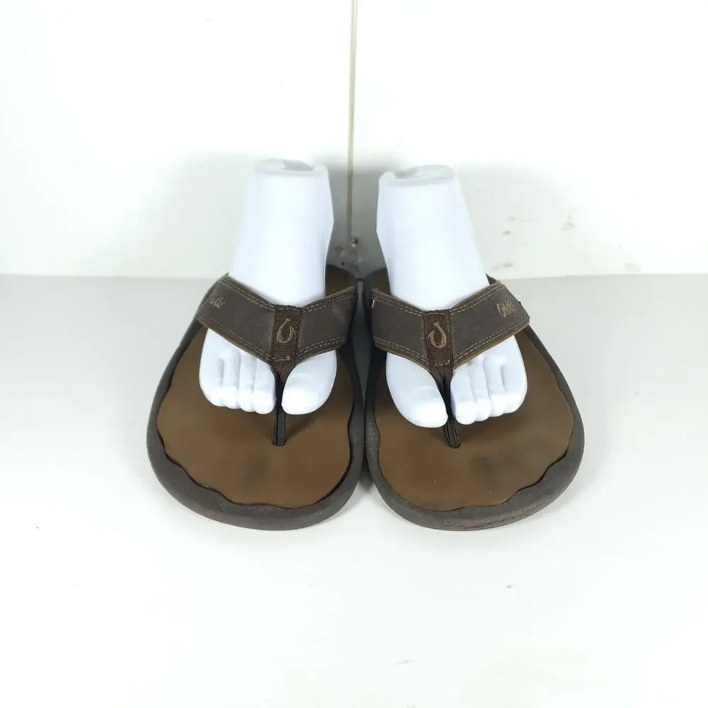 Olukai Men's Ohana US10 Brown Slip On Flat Thong Sandals